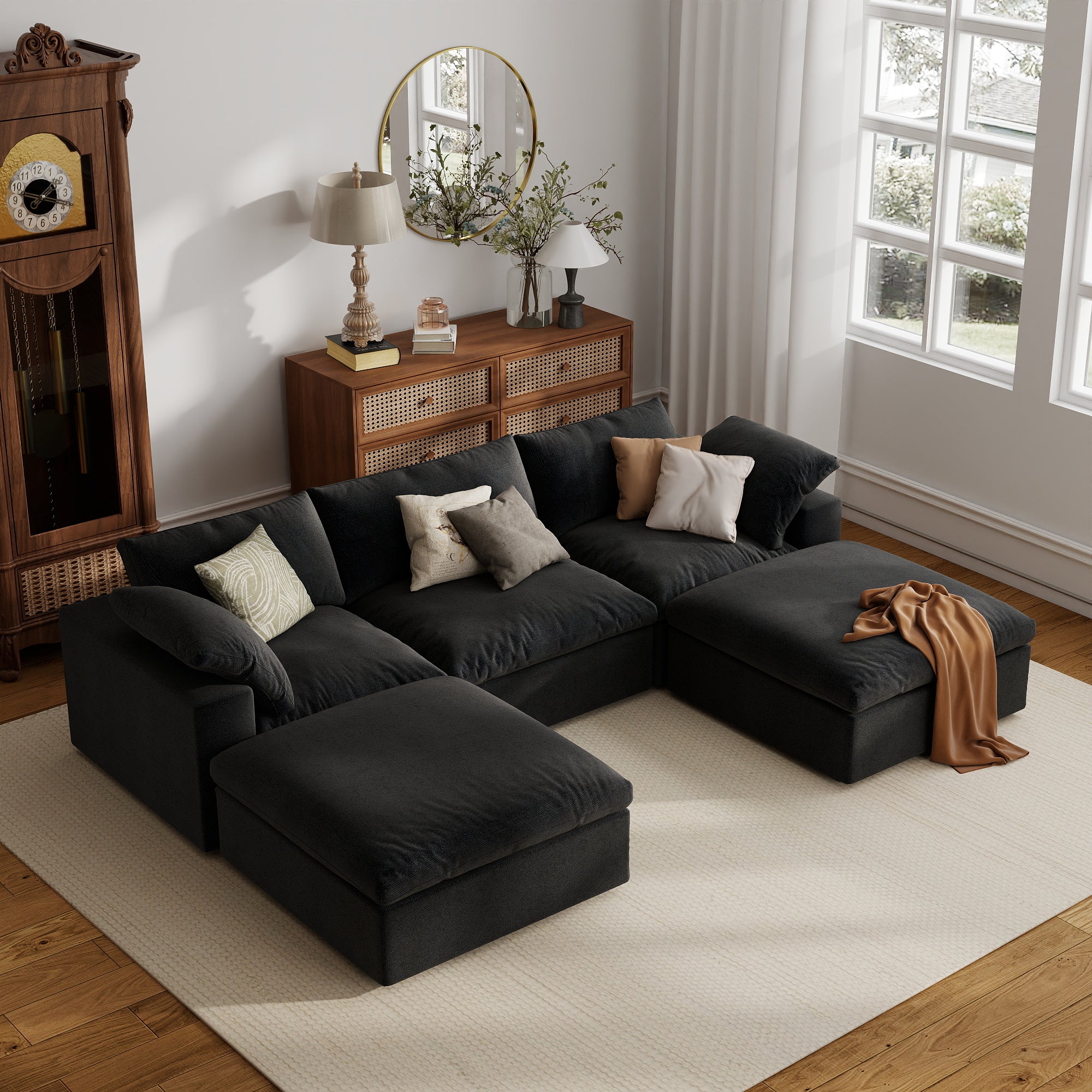 Sofa Couch, Cloud Modular Sectional Sofa, L Shaped Linen Modern Comfy for Living Room, Apartment, Office, DIY Combination, SF121