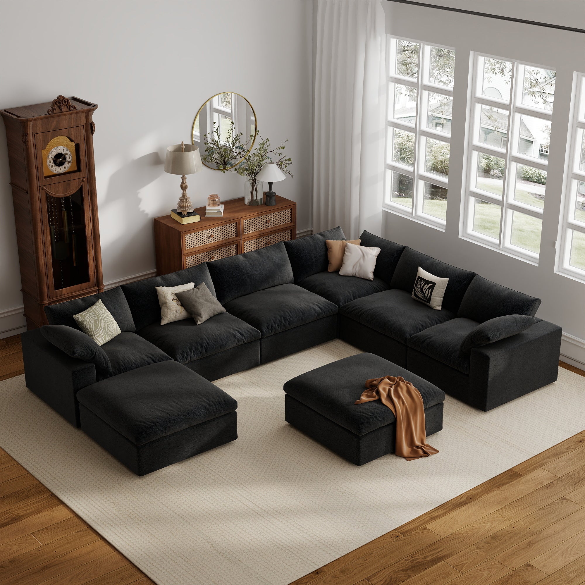 Sofa Couch, Cloud Modular Sectional Sofa, L Shaped Linen Modern Comfy for Living Room, Apartment, Office, DIY Combination, SF121