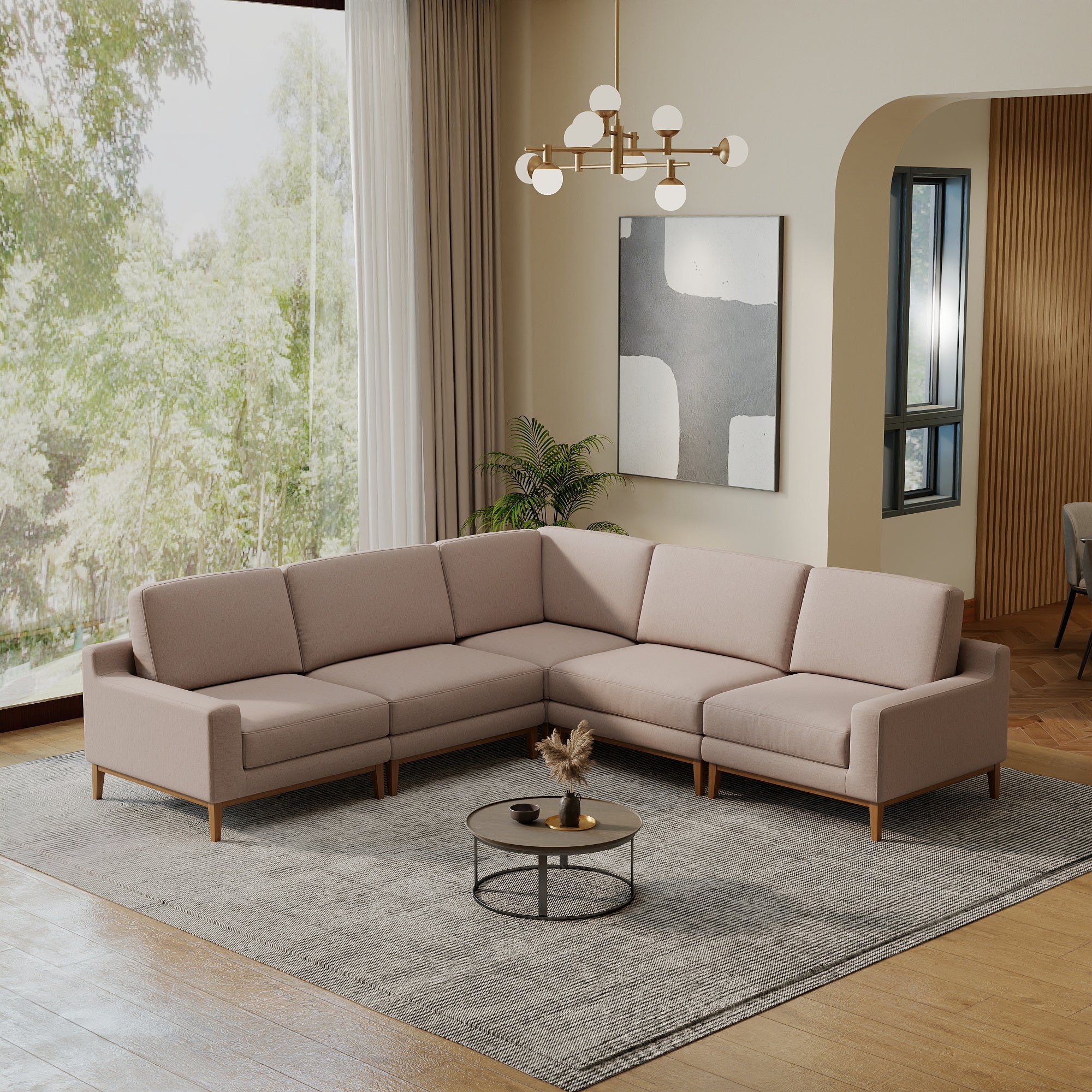 Modular Couch Deep Seat Cloud Couch Linen Look Upholstered for Living Room