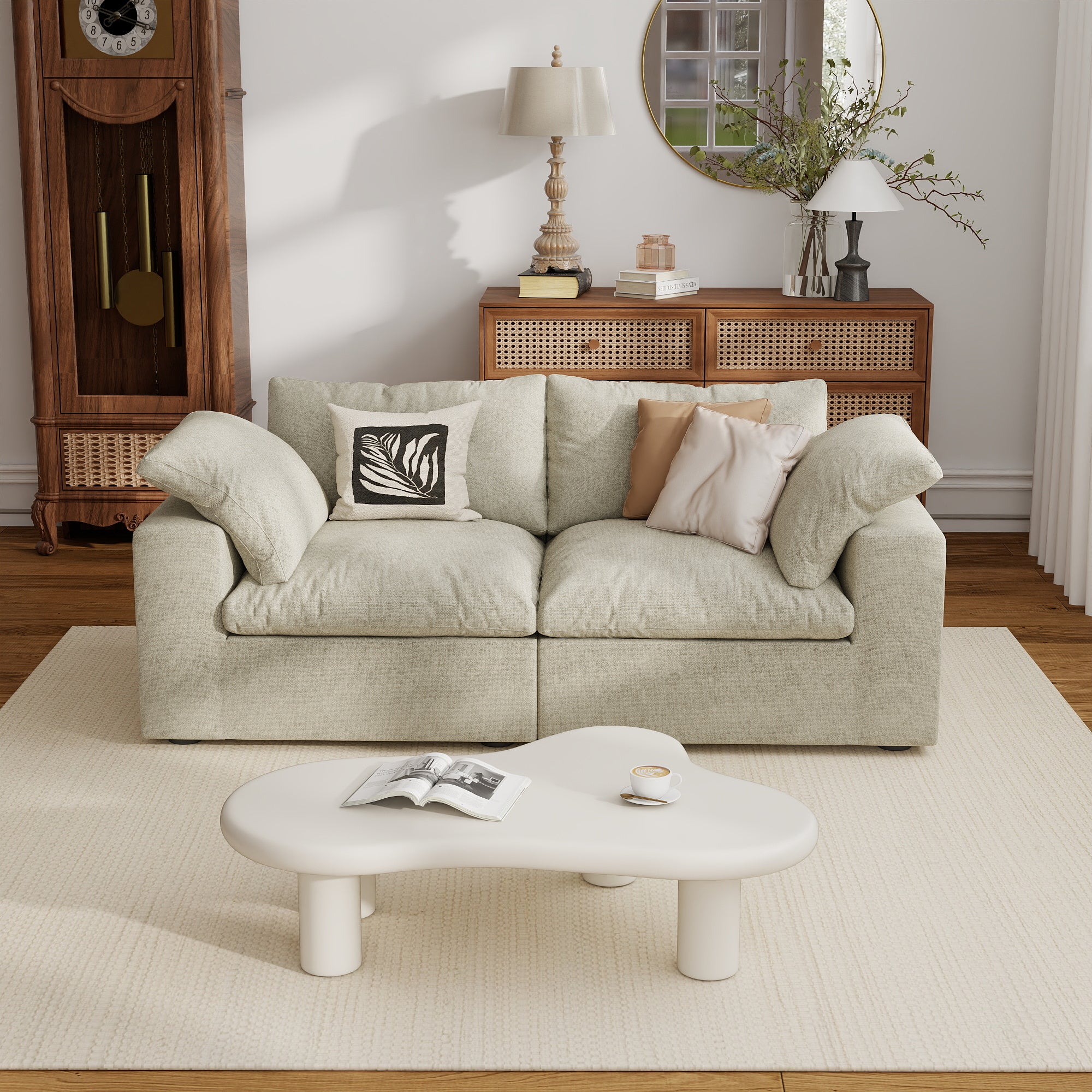 Sofa Couch, Cloud Modular Sectional Sofa, L Shaped Linen Modern Comfy for Living Room, Apartment, Office, DIY Combination, SF121