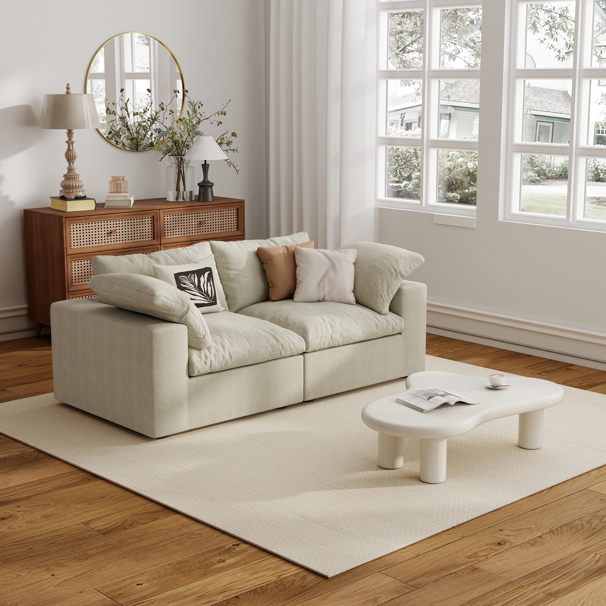 Sofa Couch, Cloud Modular Sectional Sofa, L Shaped Linen Modern Comfy for Living Room, Apartment, Office, DIY Combination, SF121