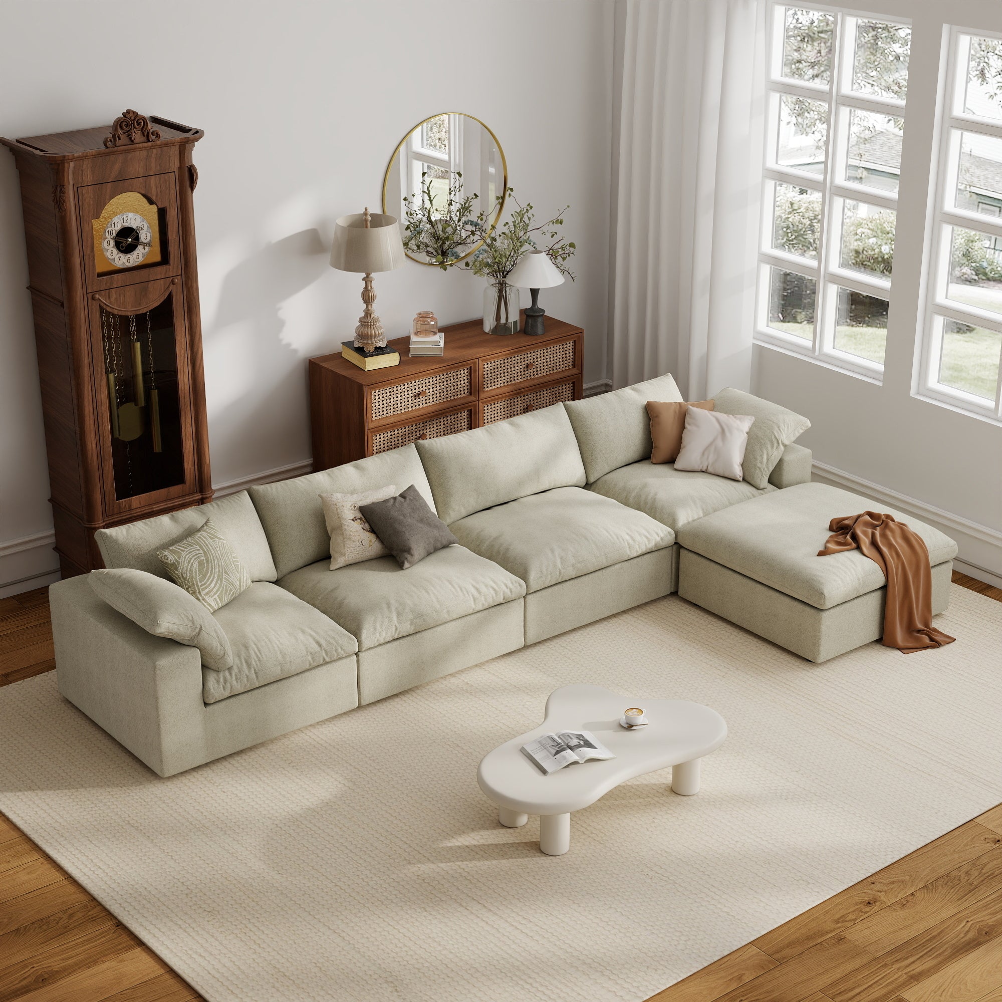 Sofa Couch, Cloud Modular Sectional Sofa, L Shaped Linen Modern Comfy for Living Room, Apartment, Office, DIY Combination, SF121