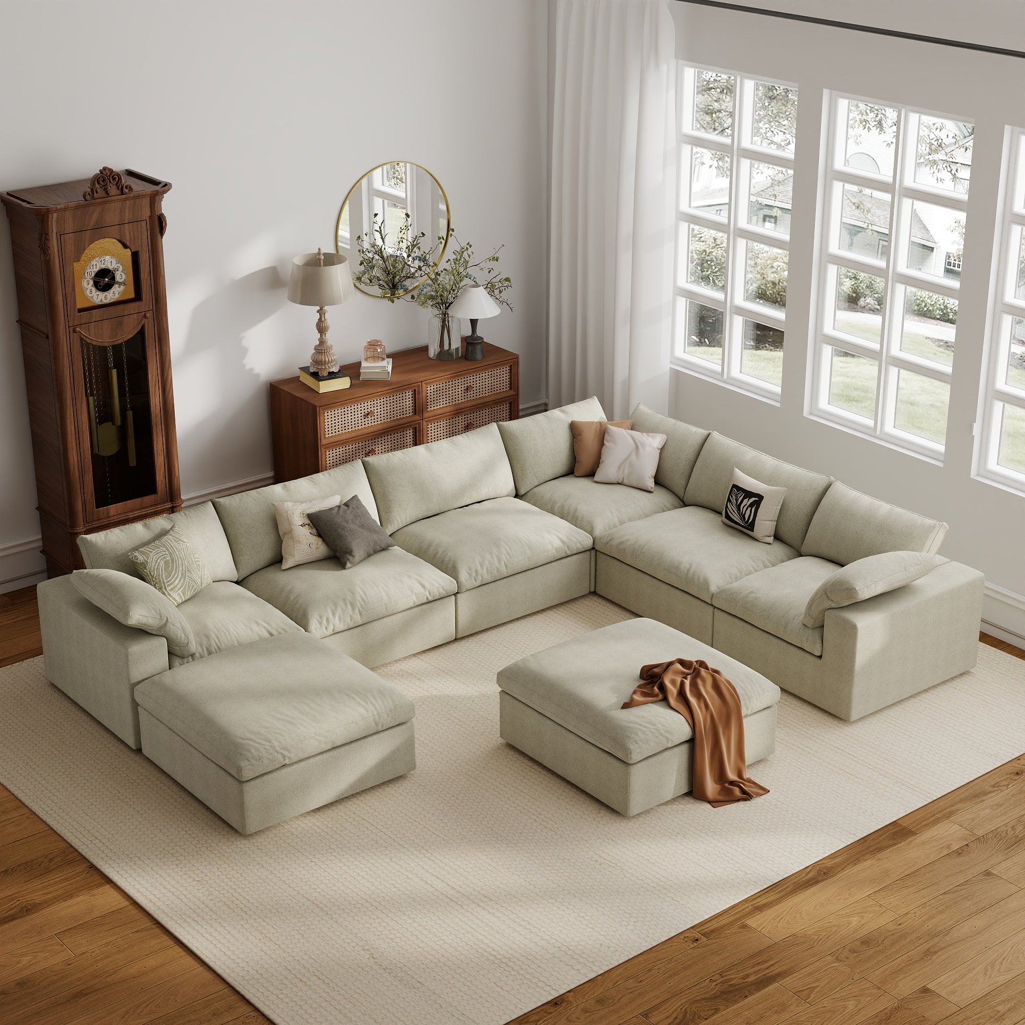 Sofa Couch, Cloud Modular Sectional Sofa, L Shaped Linen Modern Comfy for Living Room, Apartment, Office, DIY Combination, SF121