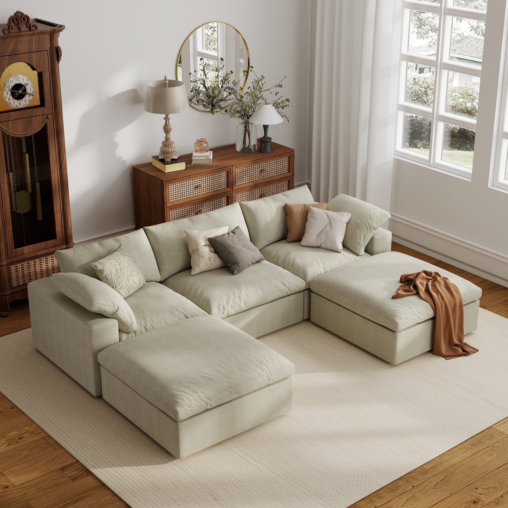 Sofa Couch, Cloud Modular Sectional Sofa, L Shaped Linen Modern Comfy for Living Room, Apartment, Office, DIY Combination, SF121