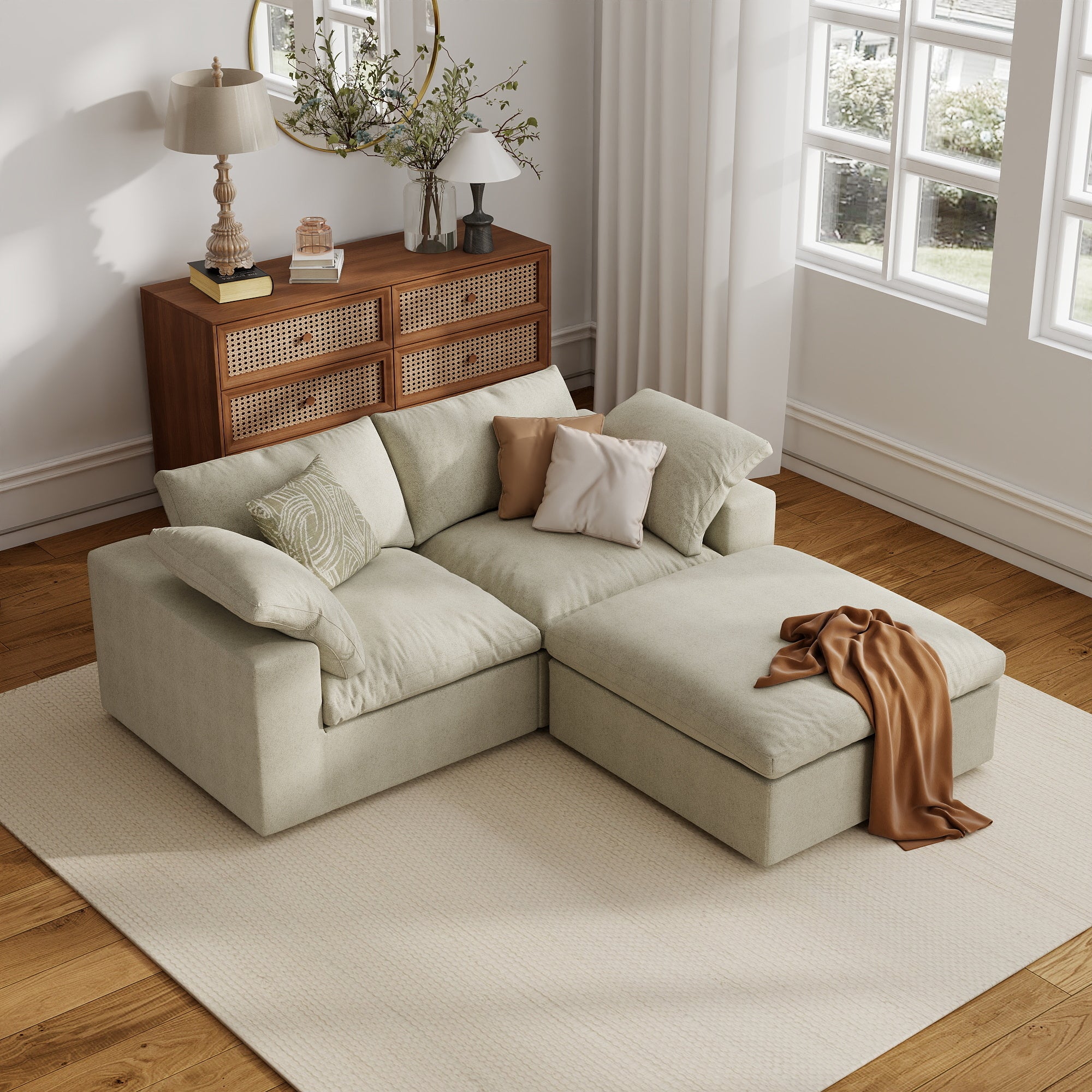 Sofa Couch, Cloud Modular Sectional Sofa, L Shaped Linen Modern Comfy for Living Room, Apartment, Office, DIY Combination, SF121
