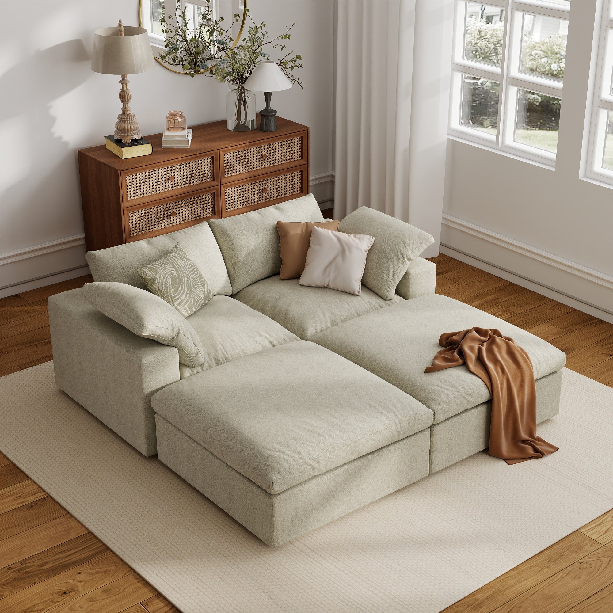 Sofa Couch, Cloud Modular Sectional Sofa, L Shaped Linen Modern Comfy for Living Room, Apartment, Office, DIY Combination, SF121