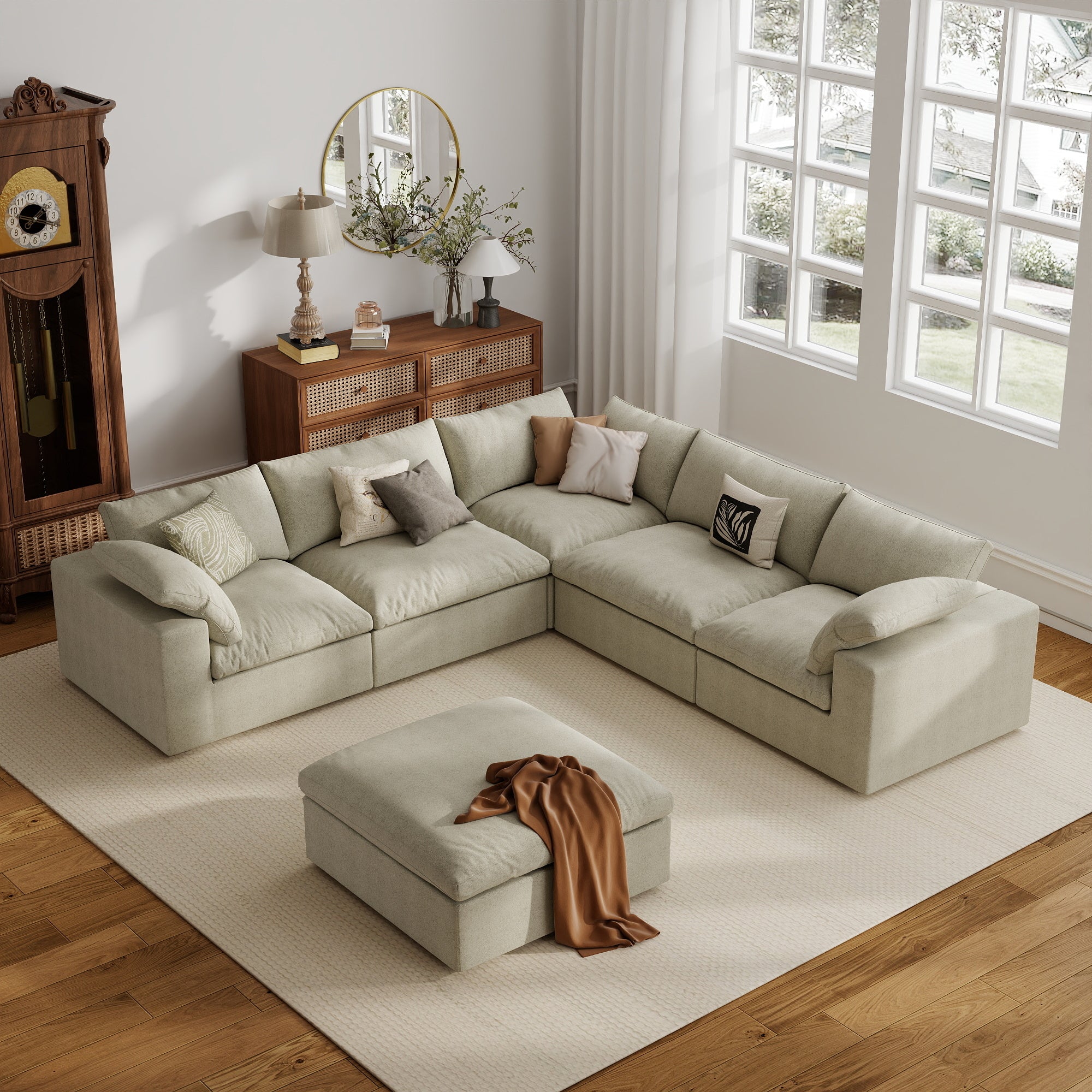 Sofa Couch, Cloud Modular Sectional Sofa, L Shaped Linen Modern Comfy for Living Room, Apartment, Office, DIY Combination, SF121
