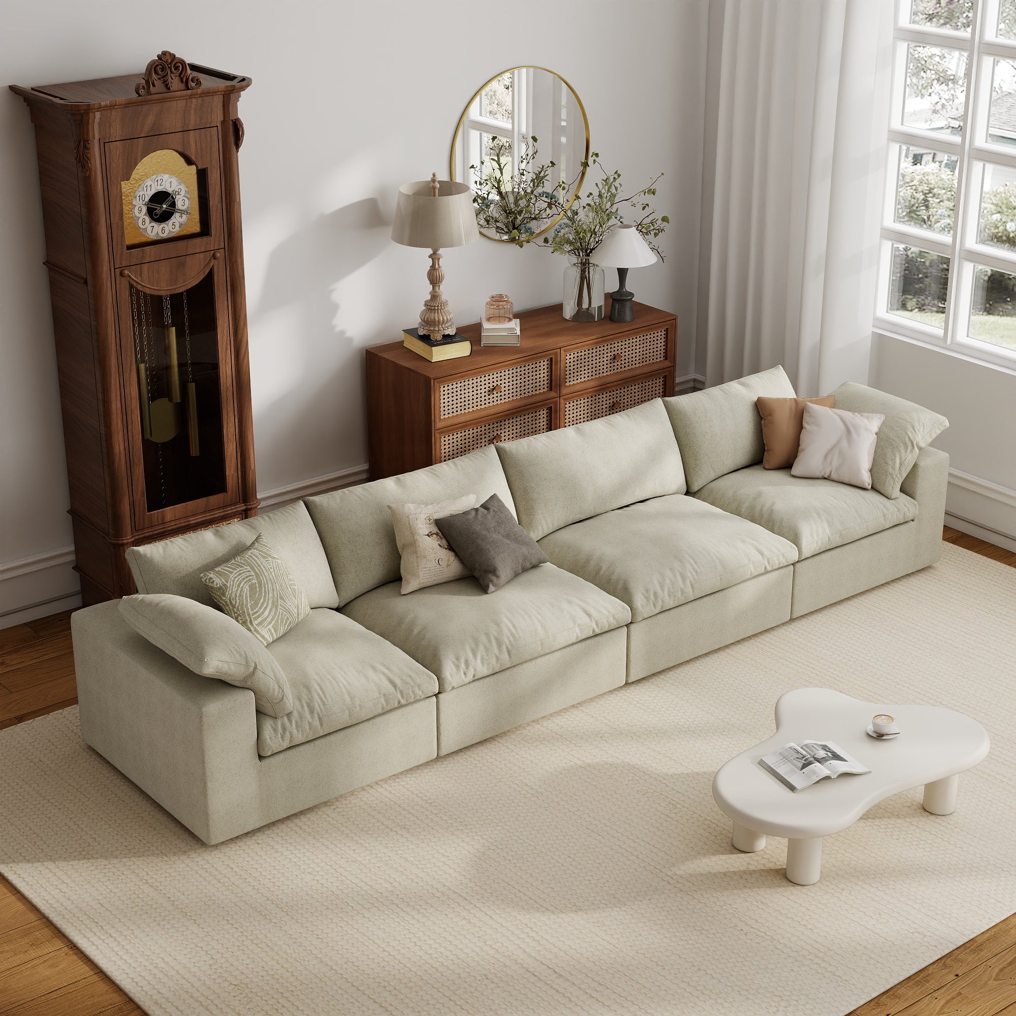 Sofa Couch, Cloud Modular Sectional Sofa, L Shaped Linen Modern Comfy for Living Room, Apartment, Office, DIY Combination, SF121