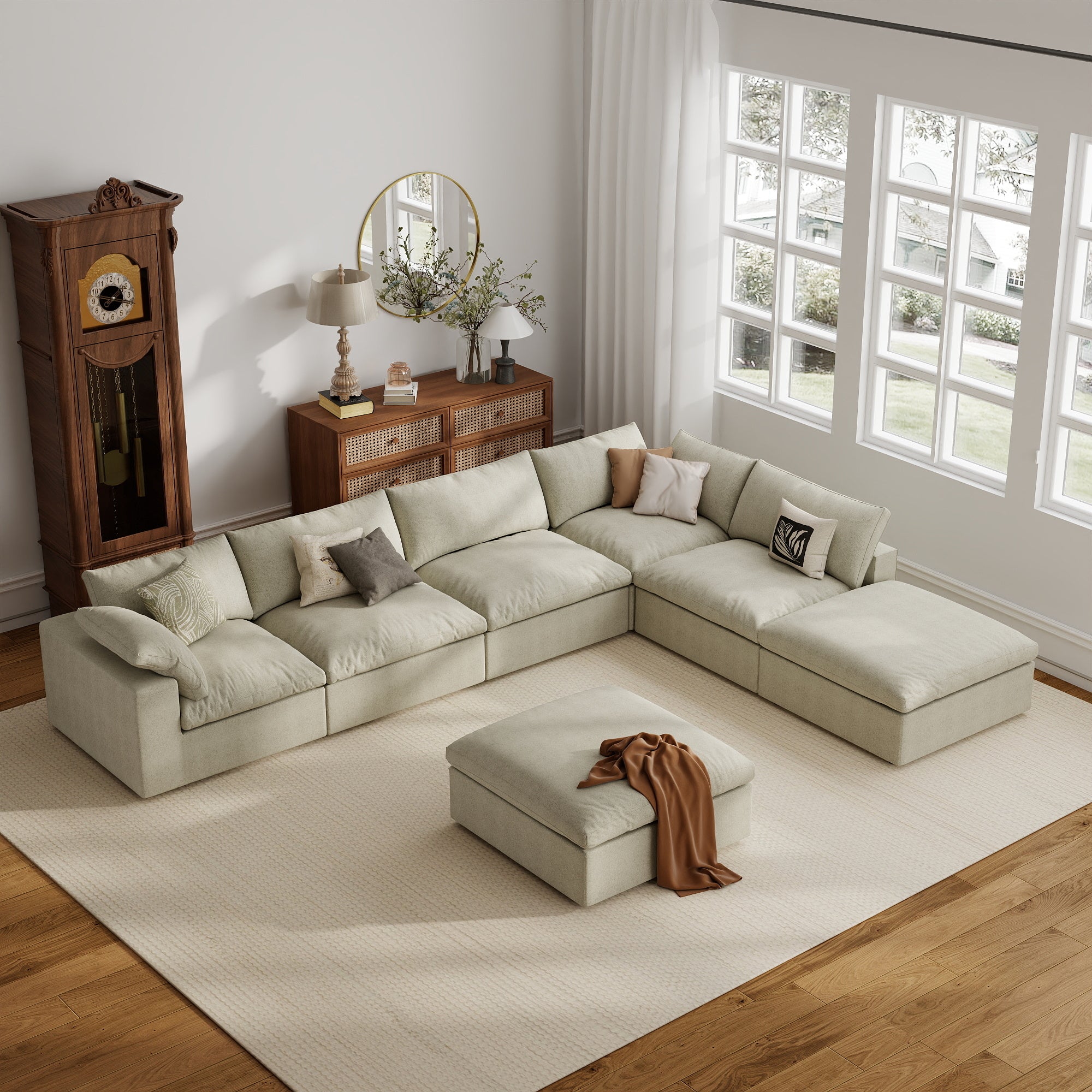 Sofa Couch, Cloud Modular Sectional Sofa, L Shaped Linen Modern Comfy for Living Room, Apartment, Office, DIY Combination, SF121
