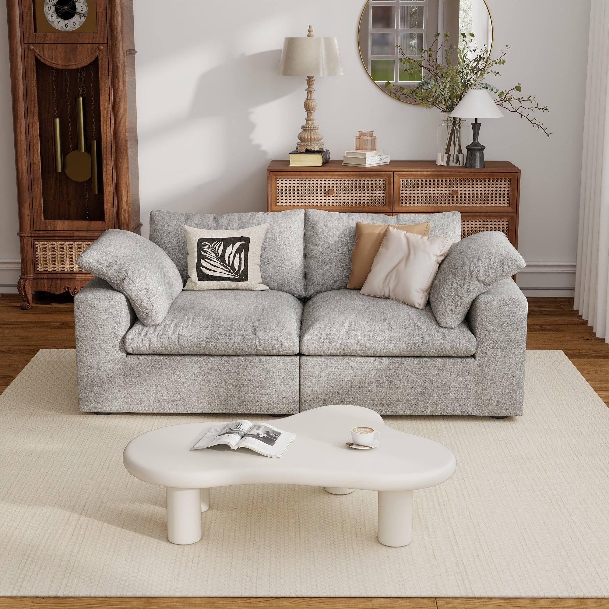 Sofa Couch, Cloud Modular Sectional Sofa, L Shaped Linen Modern Comfy for Living Room, Apartment, Office, DIY Combination, SF121