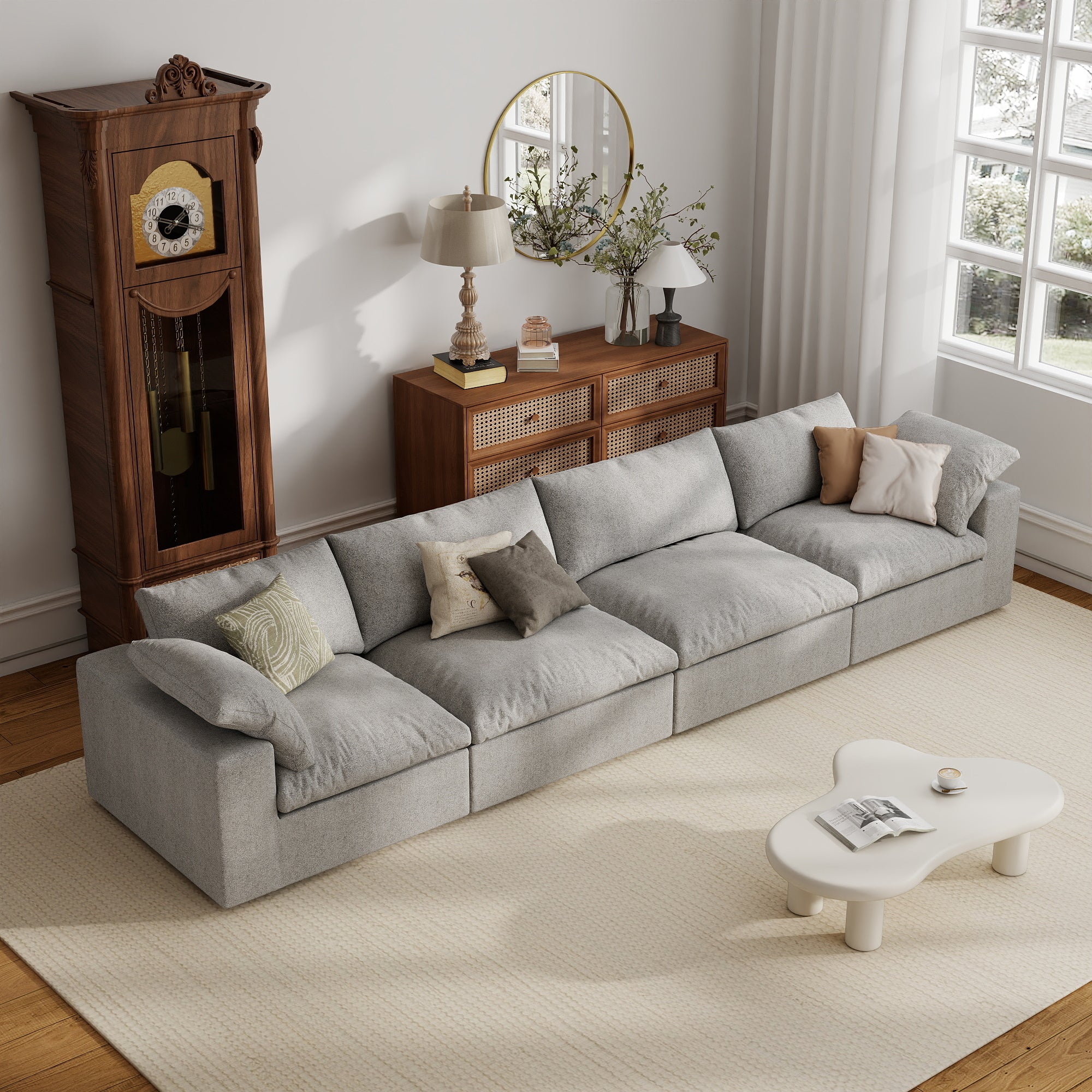 Sofa Couch, Cloud Modular Sectional Sofa, L Shaped Linen Modern Comfy for Living Room, Apartment, Office, DIY Combination, SF121