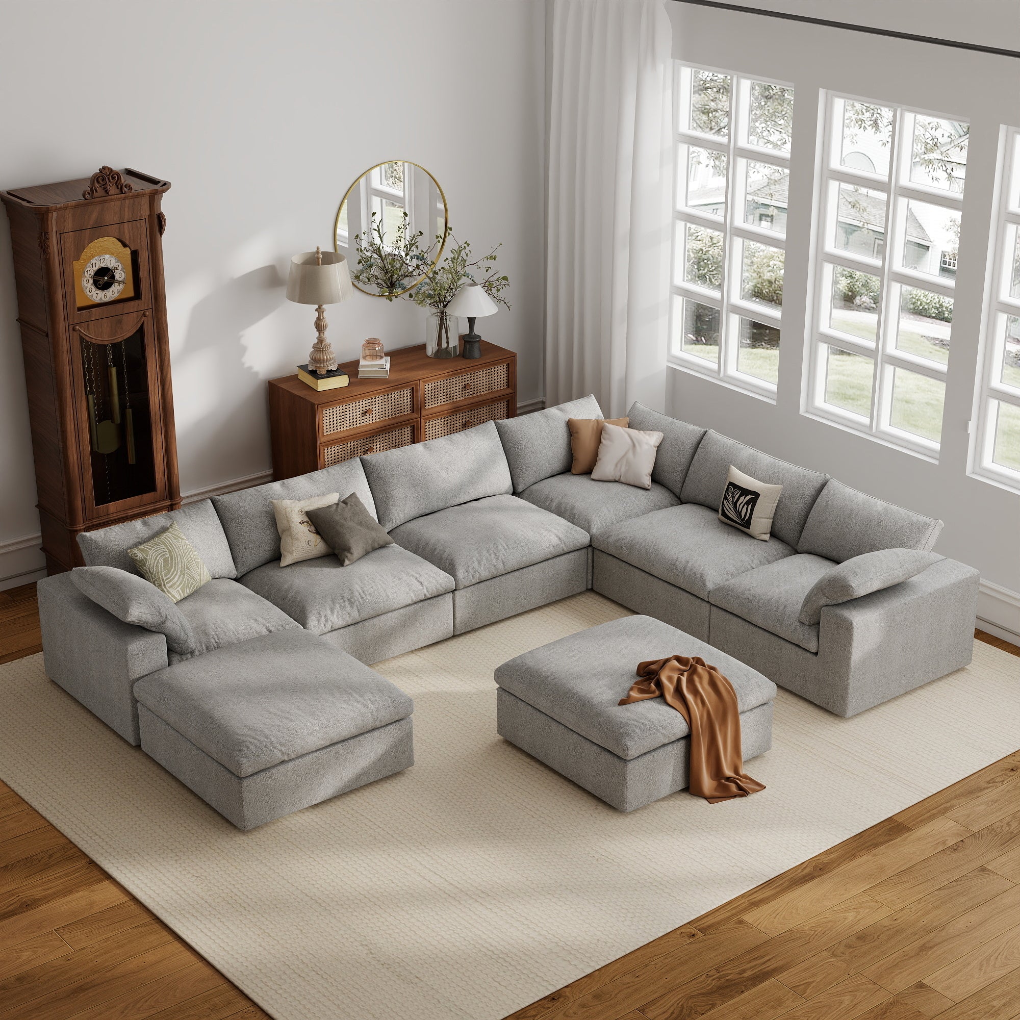 Sofa Couch, Cloud Modular Sectional Sofa, L Shaped Linen Modern Comfy for Living Room, Apartment, Office, DIY Combination, SF121