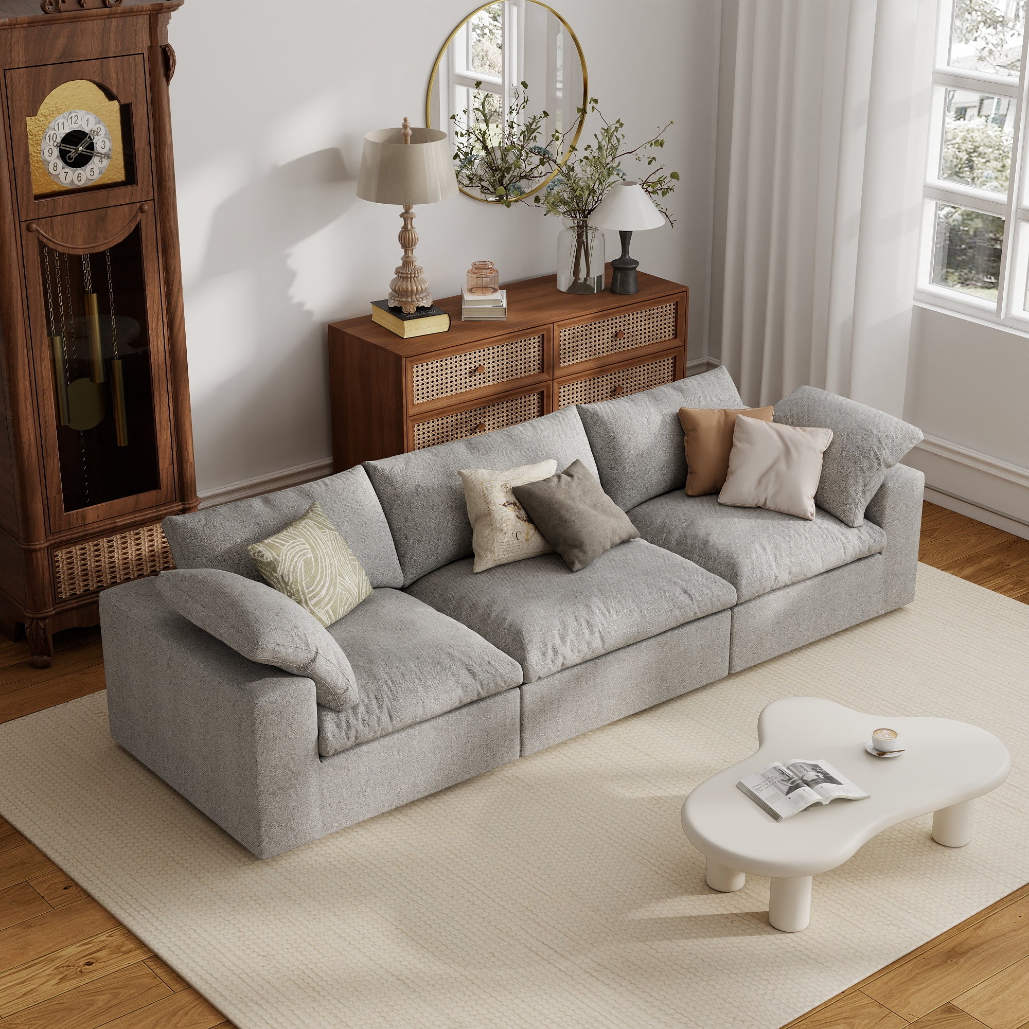 Sofa Couch, Cloud Modular Sectional Sofa, L Shaped Linen Modern Comfy for Living Room, Apartment, Office, DIY Combination, SF121