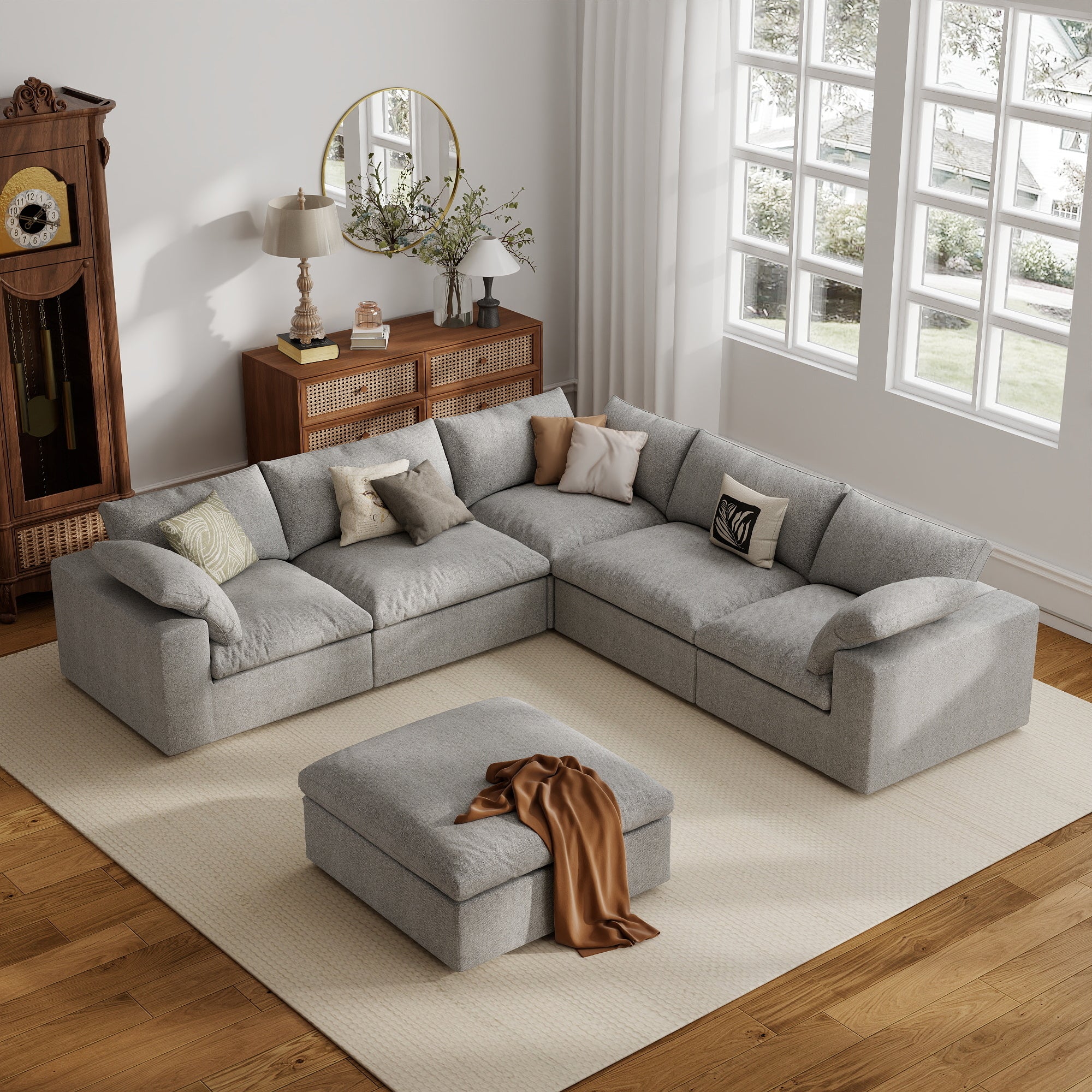 Sofa Couch, Cloud Modular Sectional Sofa, L Shaped Linen Modern Comfy for Living Room, Apartment, Office, DIY Combination, SF121