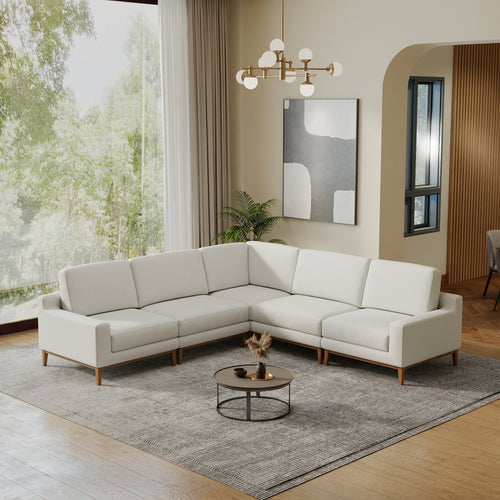Modular Couch Deep Seat Cloud Couch Linen Look Upholstered for Living Room
