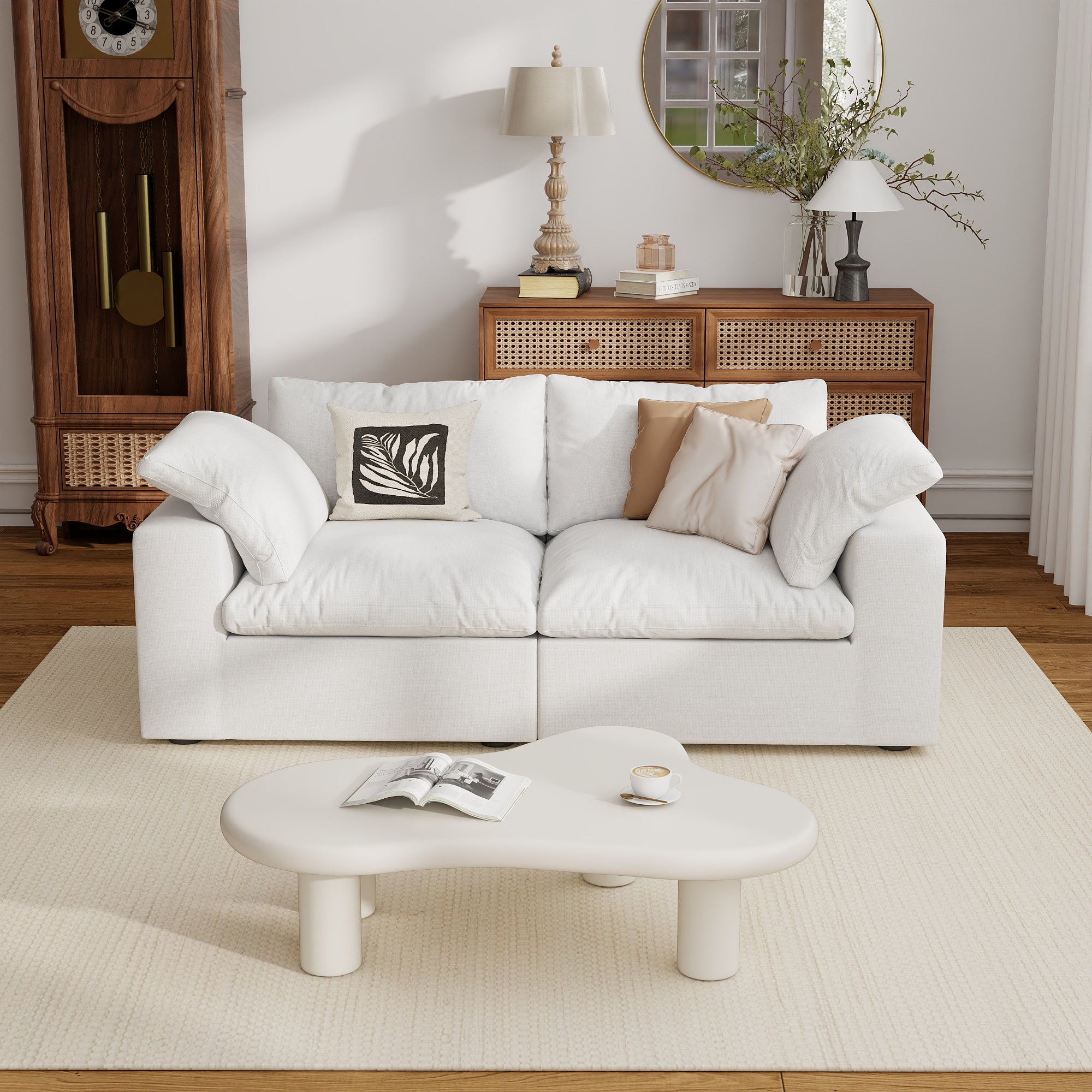 Sofa Couch, Cloud Modular Sectional Sofa, L Shaped Linen Modern Comfy for Living Room, Apartment, Office, DIY Combination, SF121