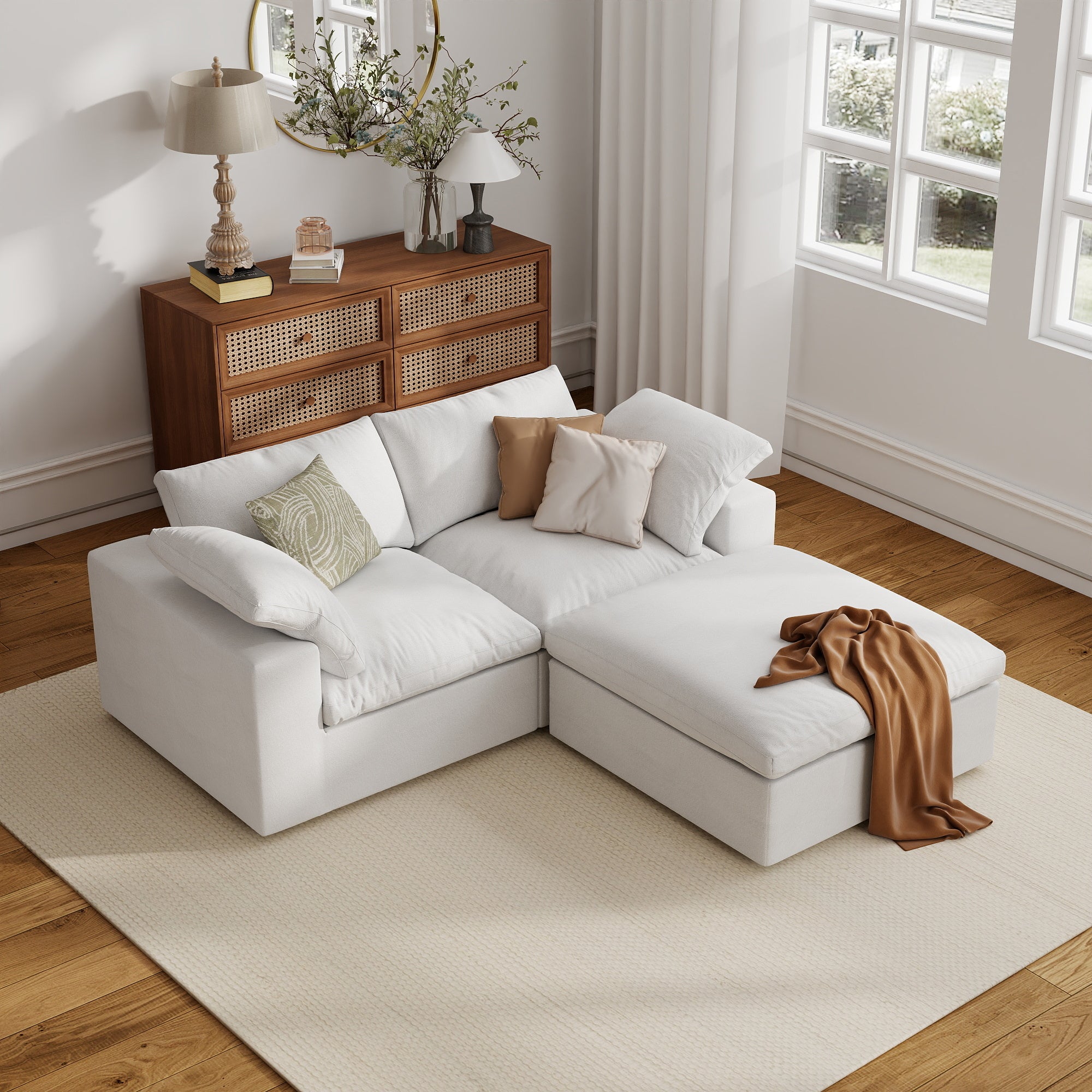 Sofa Couch, Cloud Modular Sectional Sofa, L Shaped Linen Modern Comfy for Living Room, Apartment, Office, DIY Combination, SF121