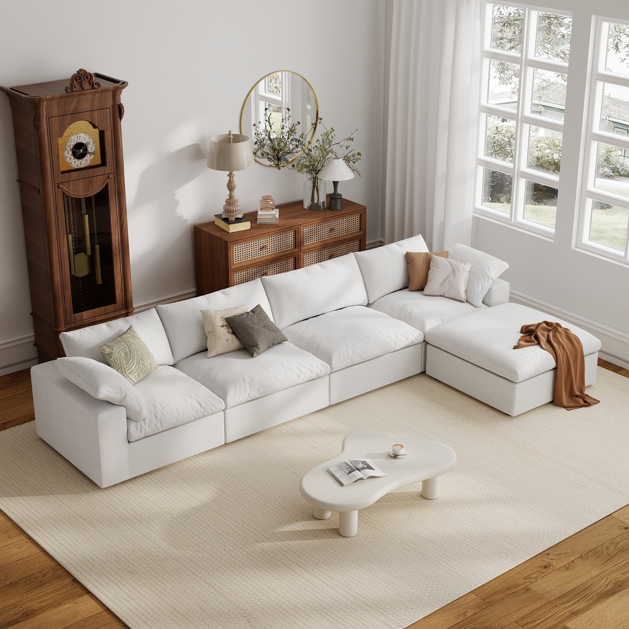 Sofa Couch, Cloud Modular Sectional Sofa, L Shaped Linen Modern Comfy for Living Room, Apartment, Office, DIY Combination, SF121