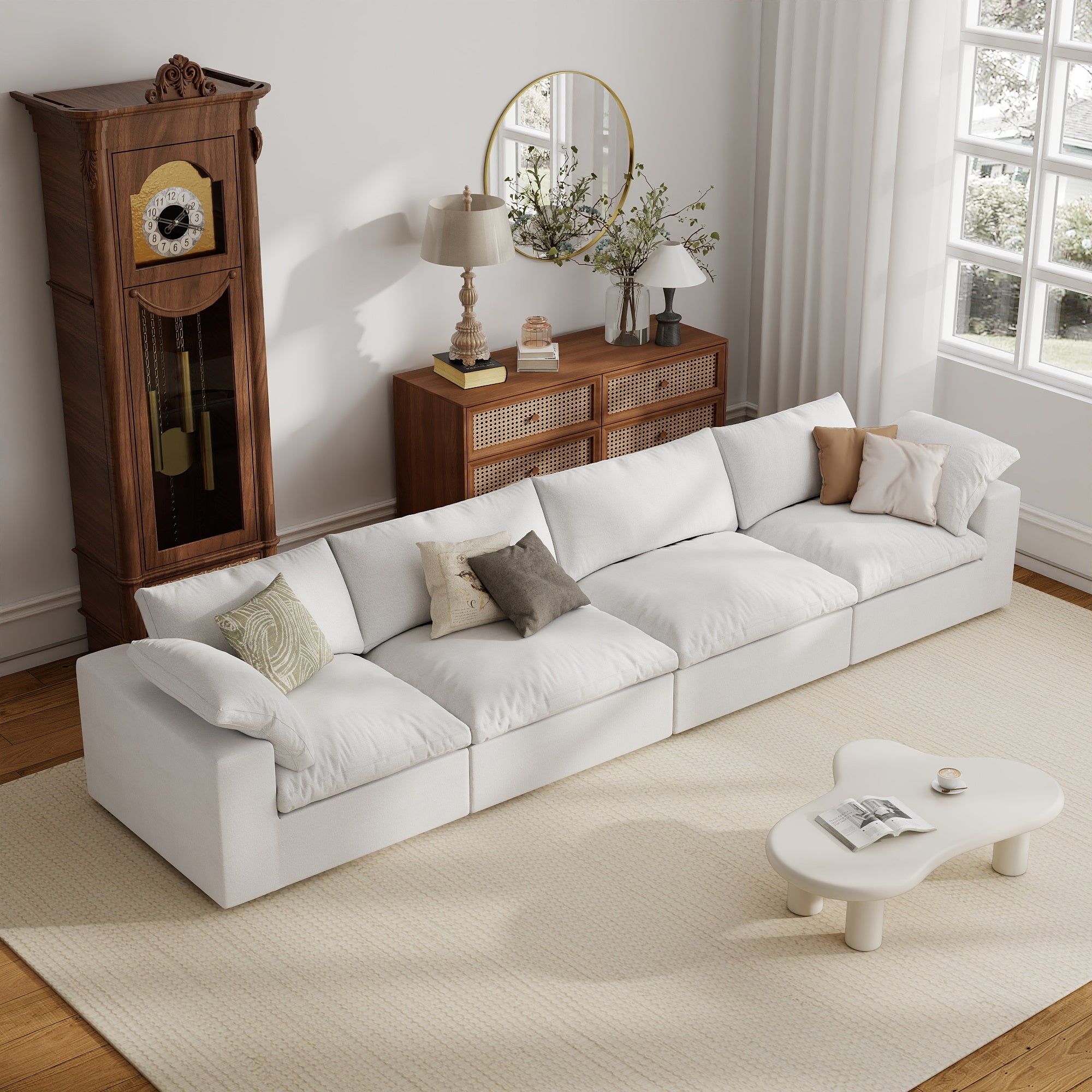 Sofa Couch, Cloud Modular Sectional Sofa, L Shaped Linen Modern Comfy for Living Room, Apartment, Office, DIY Combination, SF121
