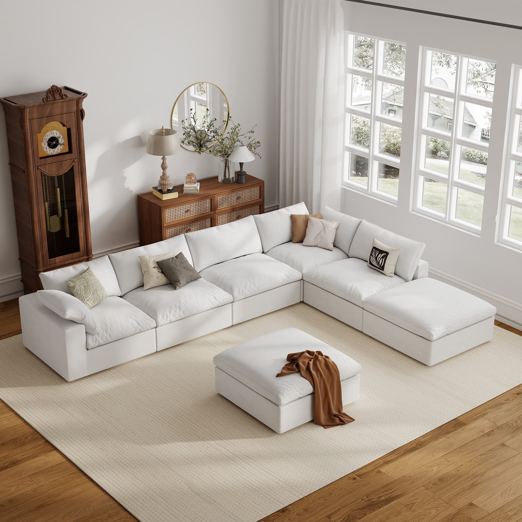 Sofa Couch, Cloud Modular Sectional Sofa, L Shaped Linen Modern Comfy for Living Room, Apartment, Office, DIY Combination, SF121