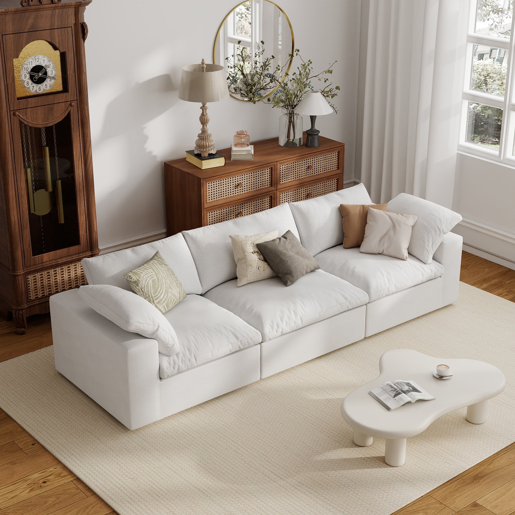 Sofa Couch, Cloud Modular Sectional Sofa, L Shaped Linen Modern Comfy for Living Room, Apartment, Office, DIY Combination, SF121