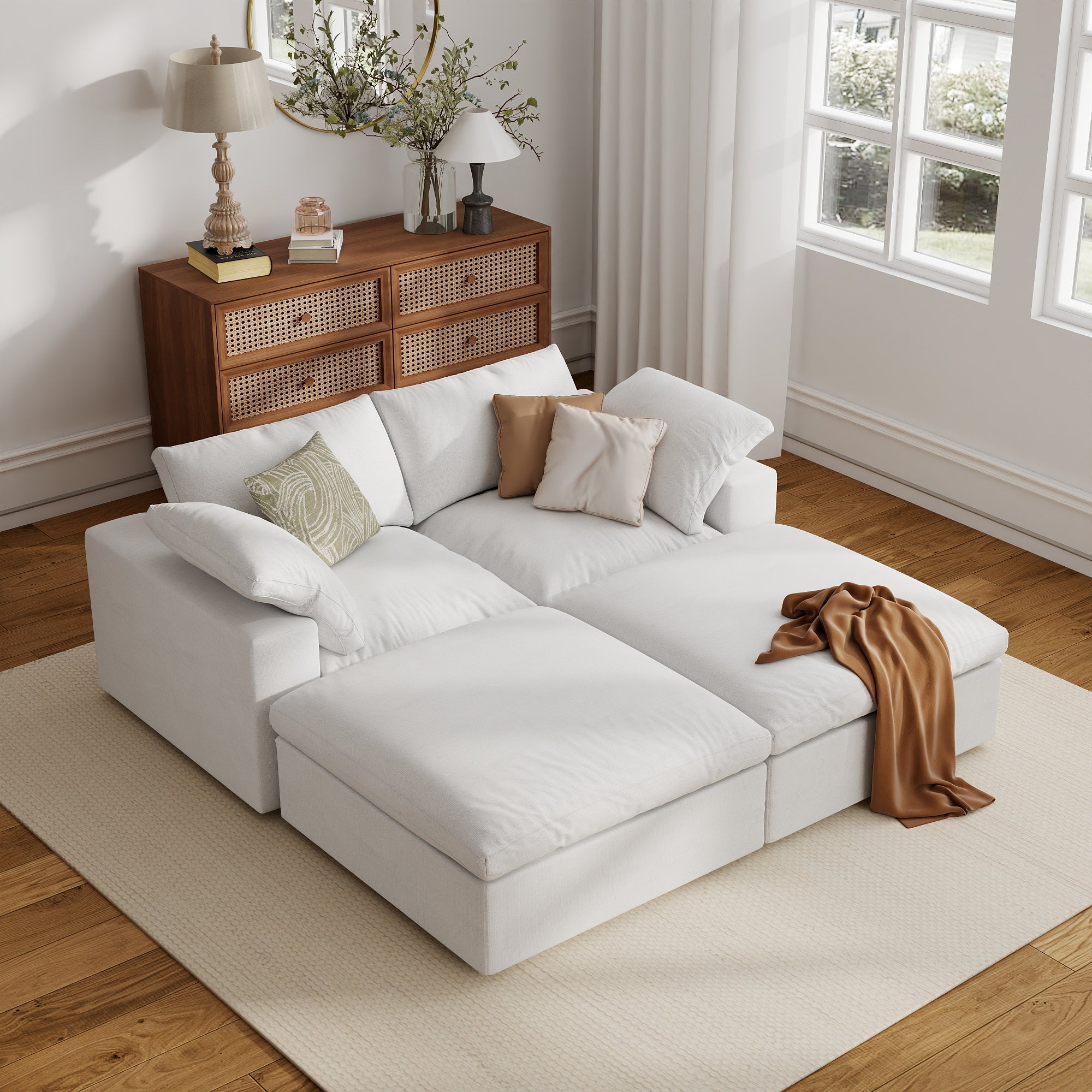 Sofa Couch, Cloud Modular Sectional Sofa, L Shaped Linen Modern Comfy for Living Room, Apartment, Office, DIY Combination, SF121