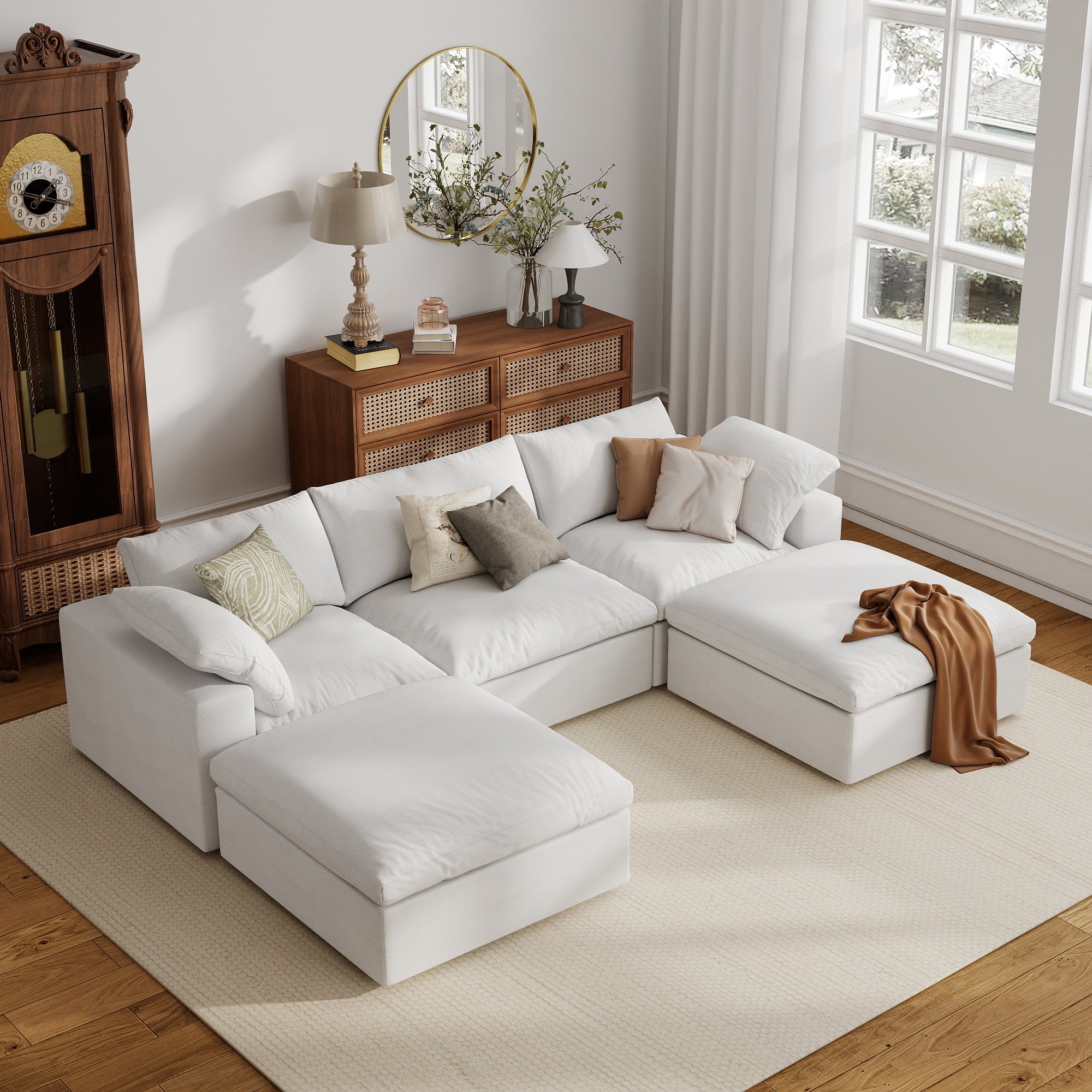 Sofa Couch, Cloud Modular Sectional Sofa, L Shaped Linen Modern Comfy for Living Room, Apartment, Office, DIY Combination, SF121