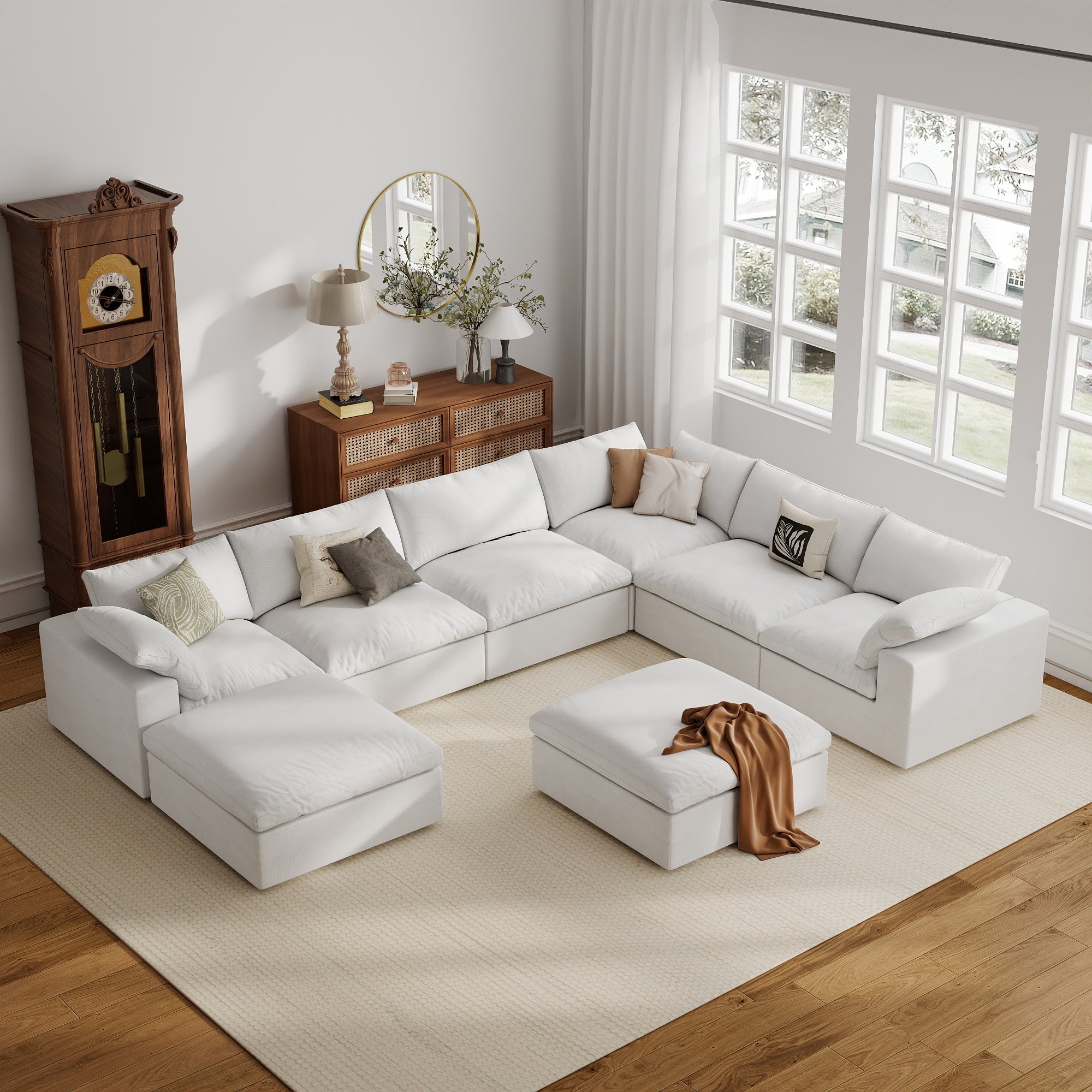 Sofa Couch, Cloud Modular Sectional Sofa, L Shaped Linen Modern Comfy for Living Room, Apartment, Office, DIY Combination, SF121