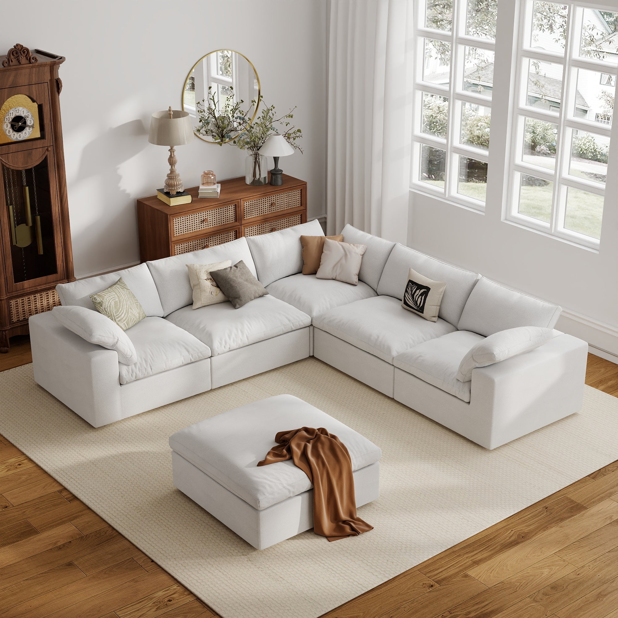 Sofa Couch, Cloud Modular Sectional Sofa, L Shaped Linen Modern Comfy for Living Room, Apartment, Office, DIY Combination, SF121