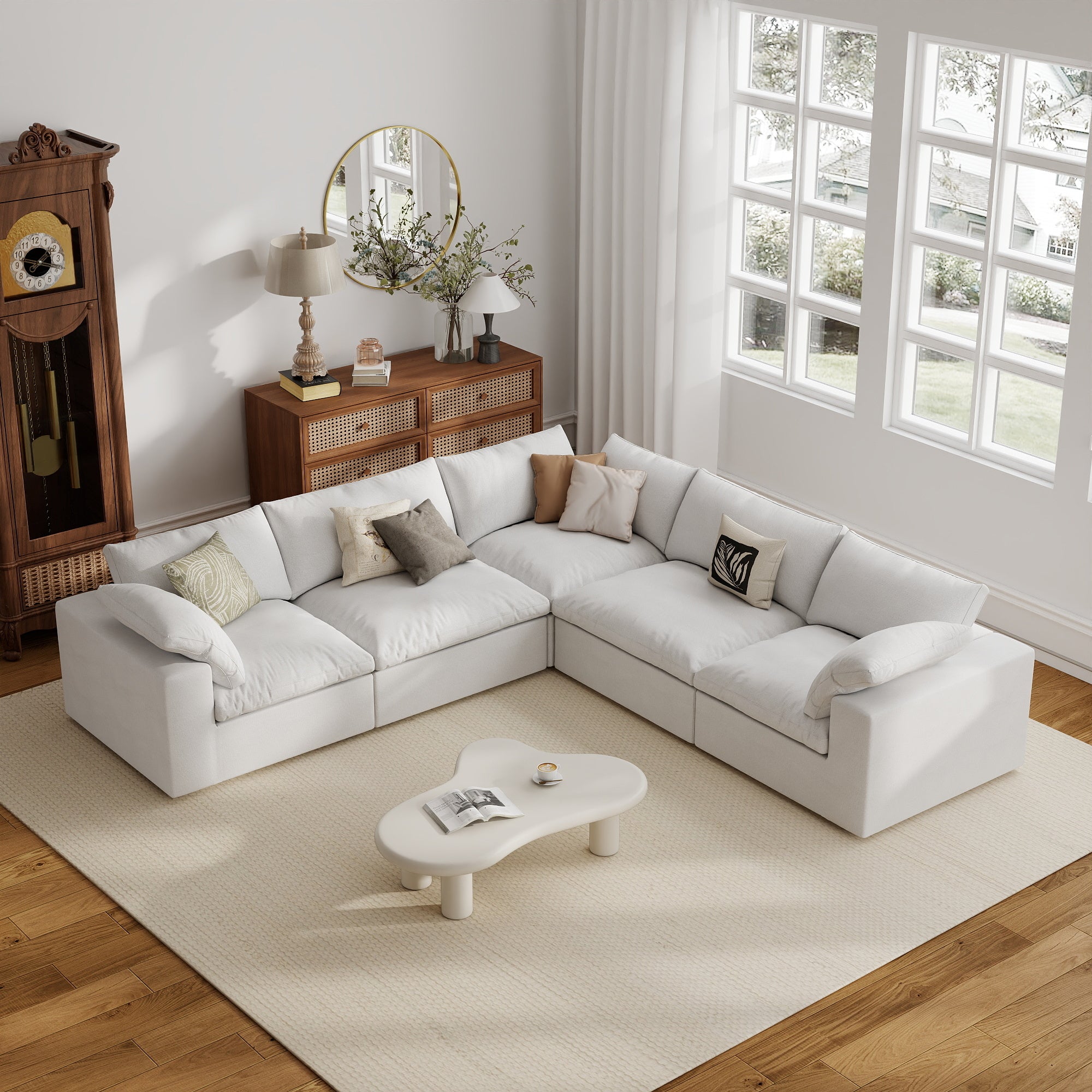 Sofa Couch, Cloud Modular Sectional Sofa, L Shaped Linen Modern Comfy for Living Room, Apartment, Office, DIY Combination, SF121