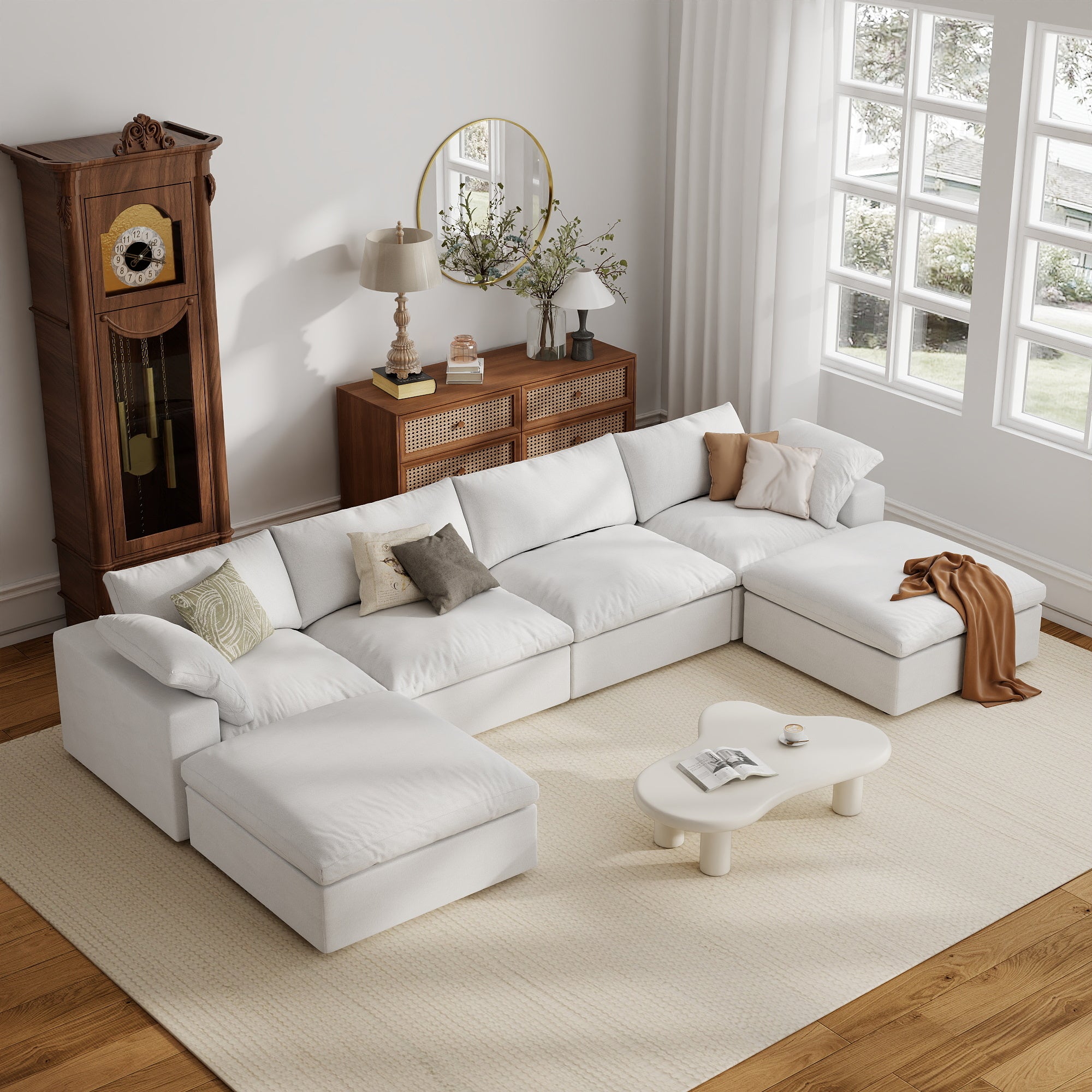 Sofa Couch, Cloud Modular Sectional Sofa, L Shaped Linen Modern Comfy for Living Room, Apartment, Office, DIY Combination, SF121